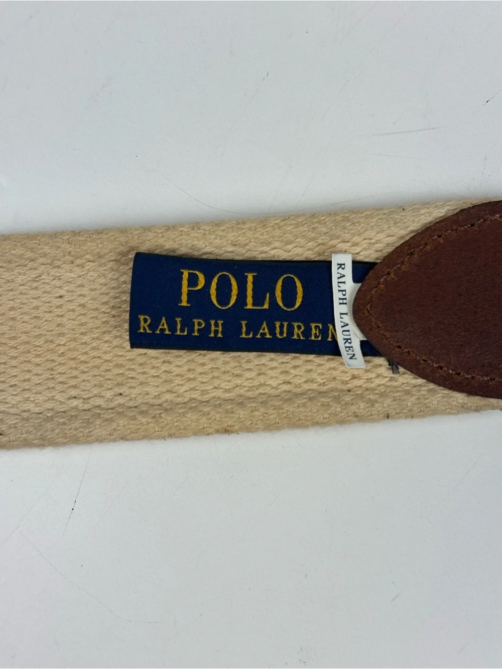 Polo by Ralph Lauren Navy Plaid Canvas Belt with Tan Trim